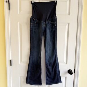 Hudson Y2K Jeans Maternity Bootcut Flare‎ Dark Wash Over Belly Sz 29 Made in USA